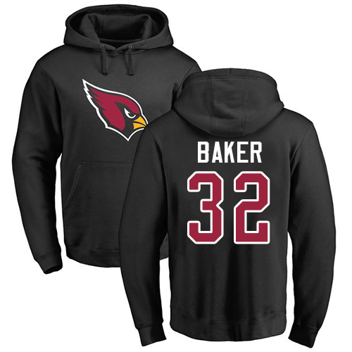 Arizona Cardinals Men Black Budda Baker Name And Number Logo NFL Football #32 Pullover Hoodie Sweatshirts